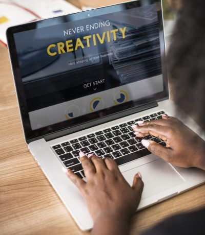 Woman working on a laptop